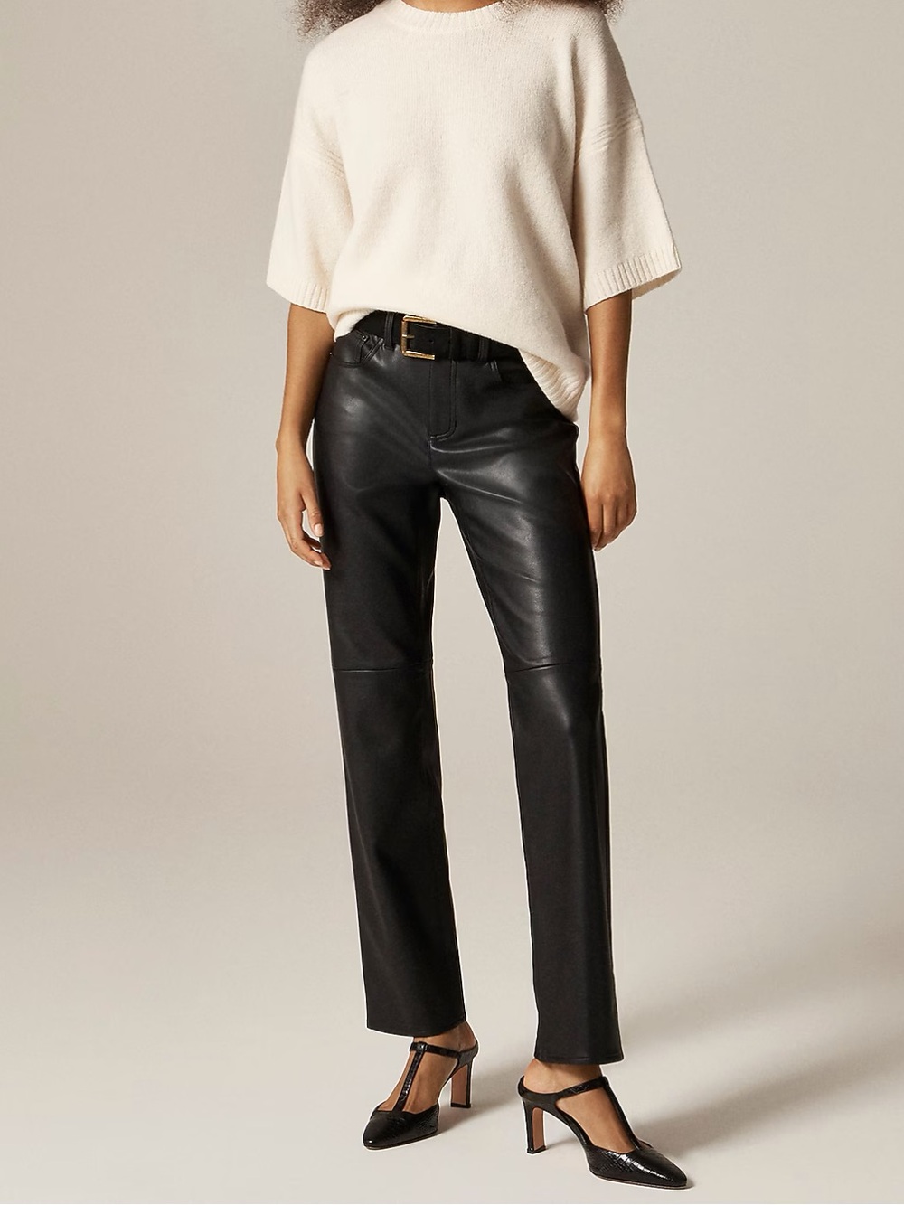 NWOT J.Crew Nipped Straight Pant in Black Faux Leather Women’s 32